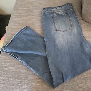 Womens Plus Size 3X 24 Distressed Flare Leg Jeans with Slit On Bottom Outer Side